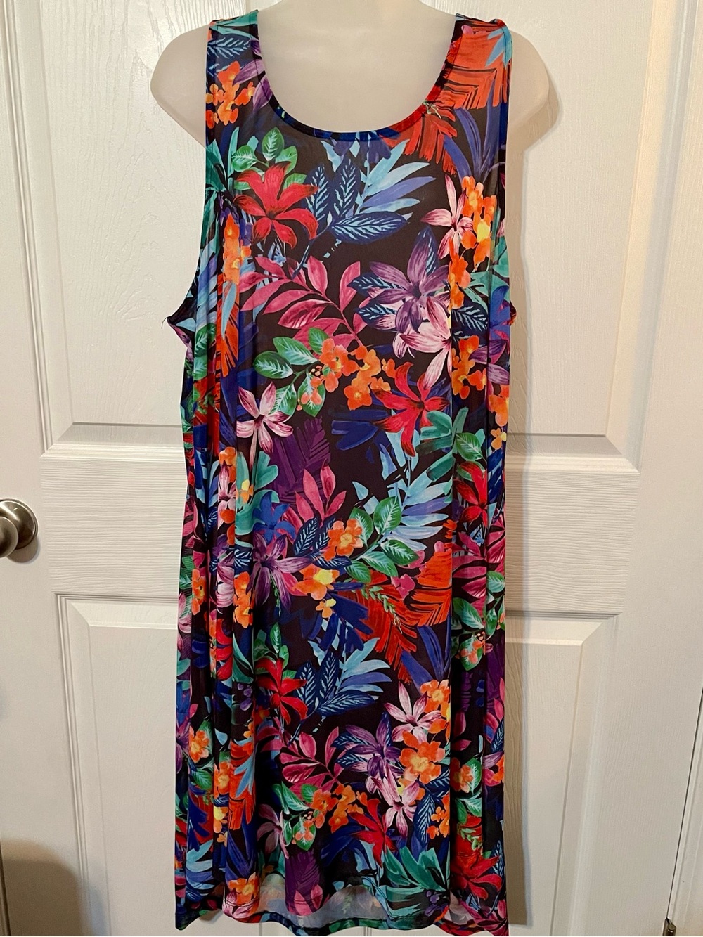NWOT SWIMSUITS FOR ALL Tropical Floral Mesh Dress Swim Cover Up SIZE 18/20